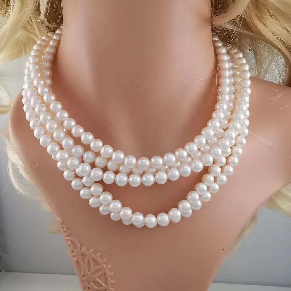 
Top quality 7-8mm round real sweet water pearls strand from top pearl ltd white natural freshwater pearl 16-inch strand string 