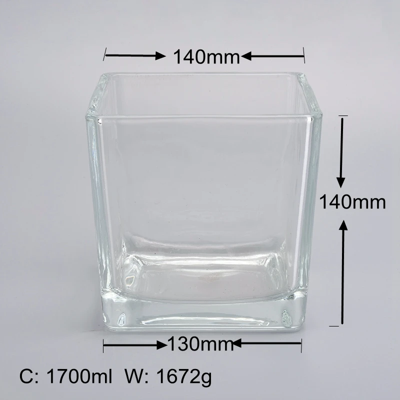 glass cube candle jar