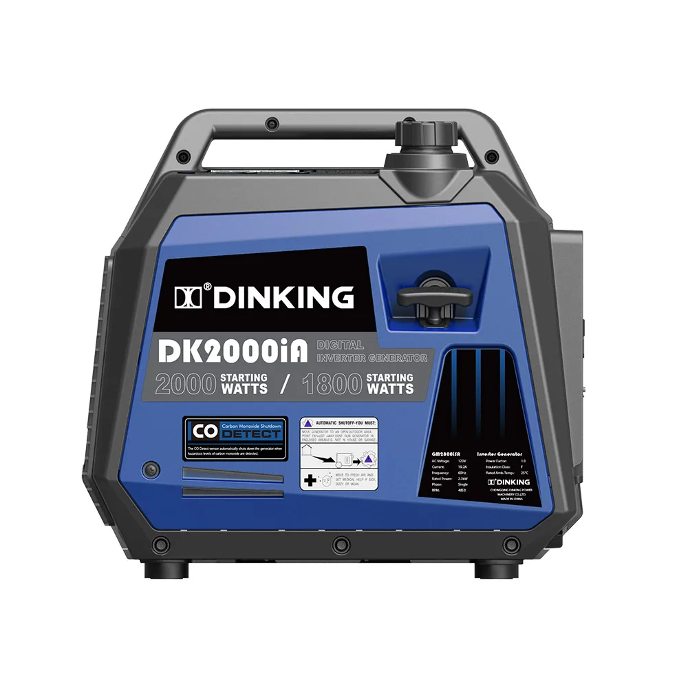 Side-by-side comparison of fuel tank, control panel, and muffler on a 2000W inverter generator