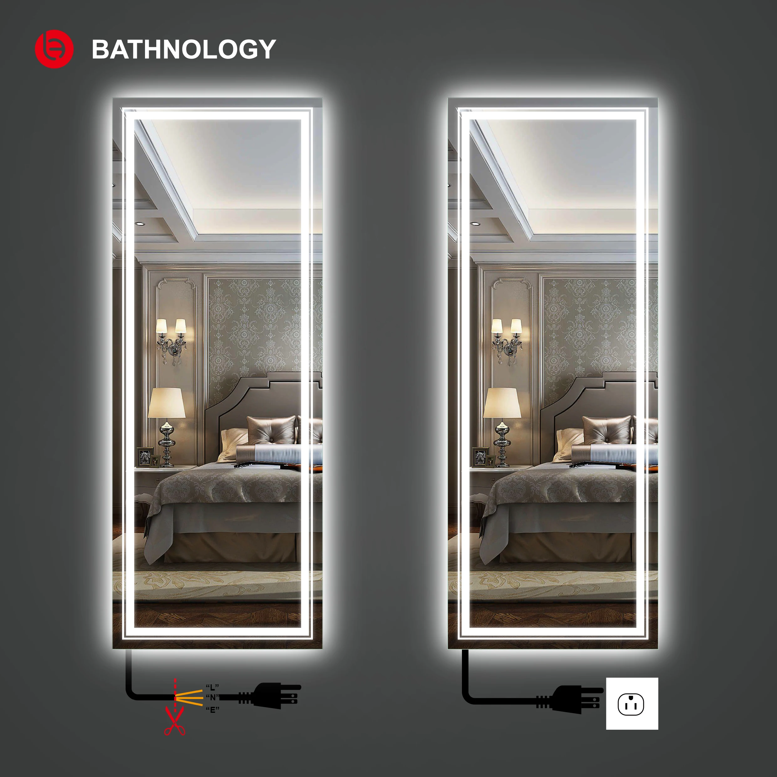 Dressing Full Length Wall Mirror With Led Lights / Bathnology Salon