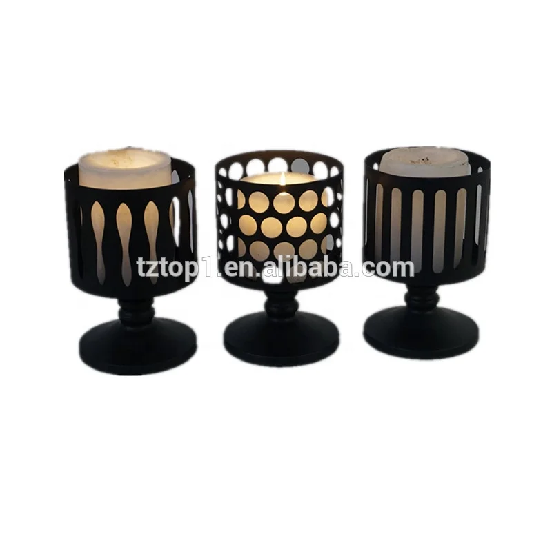 Home Decor Metal Black Candle Holder Jars Candle Stand Metal Lamp
