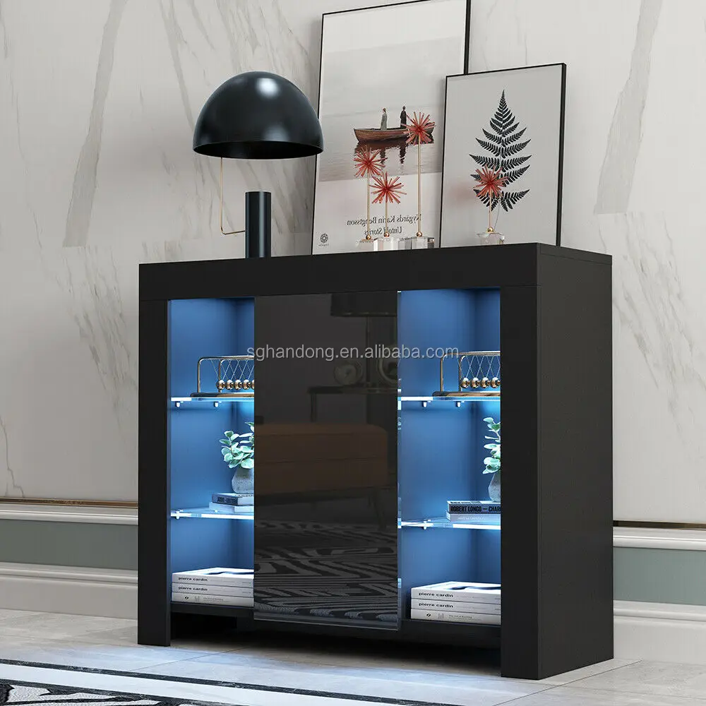 Blanca/negra Blanco/negro De Alto Brillo Gabinete De Almacenamiento De