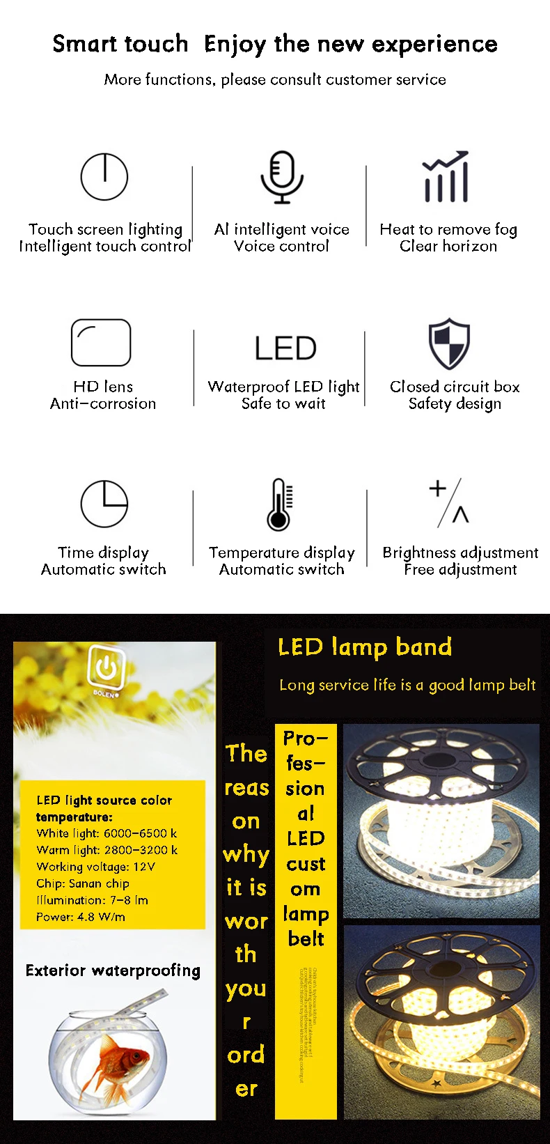 2023 Best Sellers Led Vanity Mirror Professional Bathroom Defogging