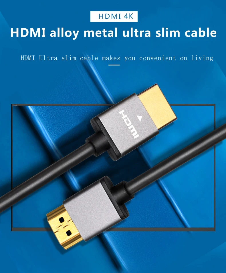 Aluminum Alloy Shell Support 4k 18gbps Ultra Slim Hdmi Cable Supplier