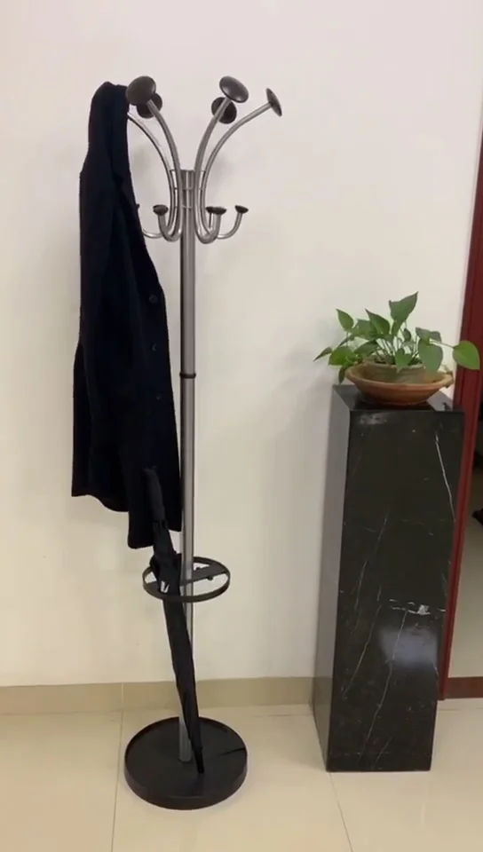 Finish Metal Coat Rack With 12 Hooks Stand Hangers Hat Display Hall Hat