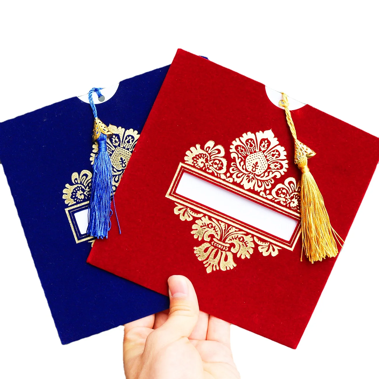 Custom Printing Velvet Pocket Envelope And Tassel Decoration Blank