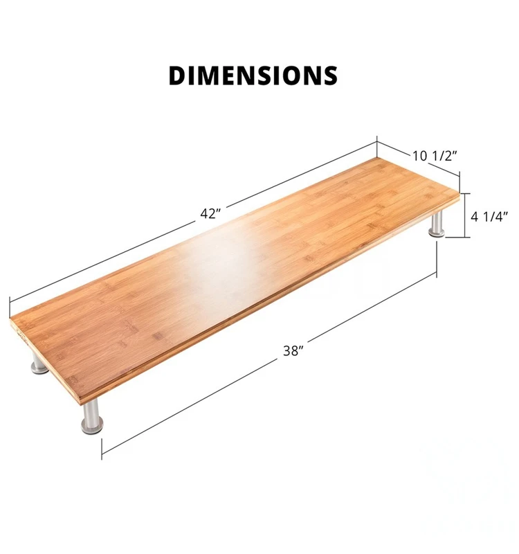 Bamboo Monitor Stand Riser with Metal Feet, TV LCD Display Printer ...