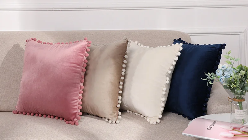 sofa cover with pom pom