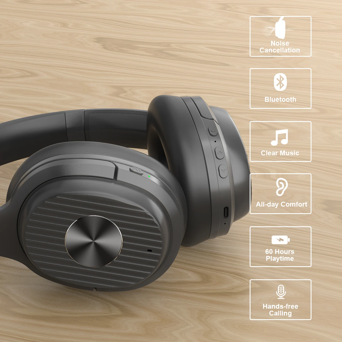 Eksa E5 Bt 5.0 Active Noise Cancelling 920mah Wireless Headset With Mic