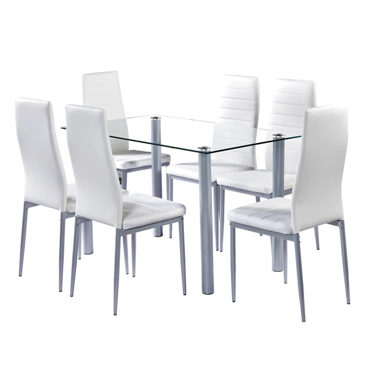 Best Choice Kitchen Dining Table Set With One Glass Top Table And 6
