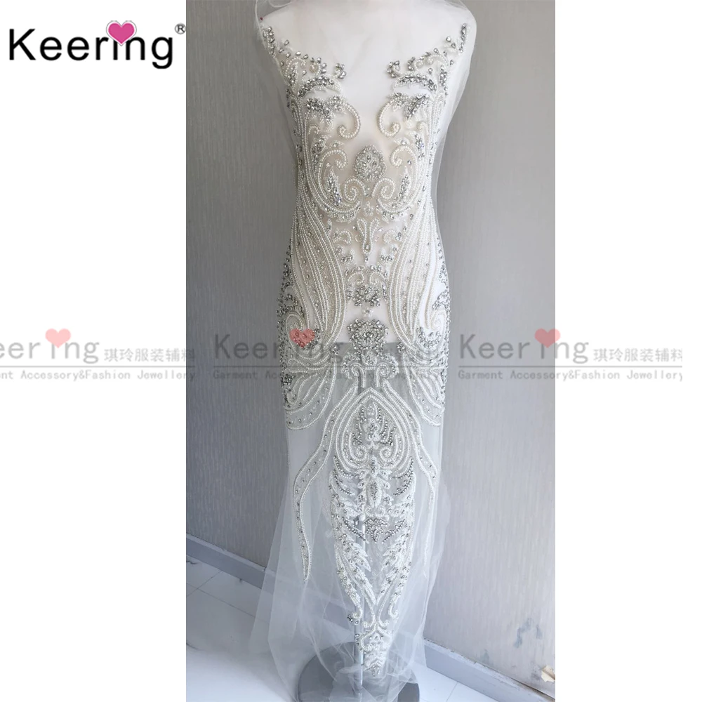 Designer Full Body Embroidiery Designs Crystal Bodice Applique For