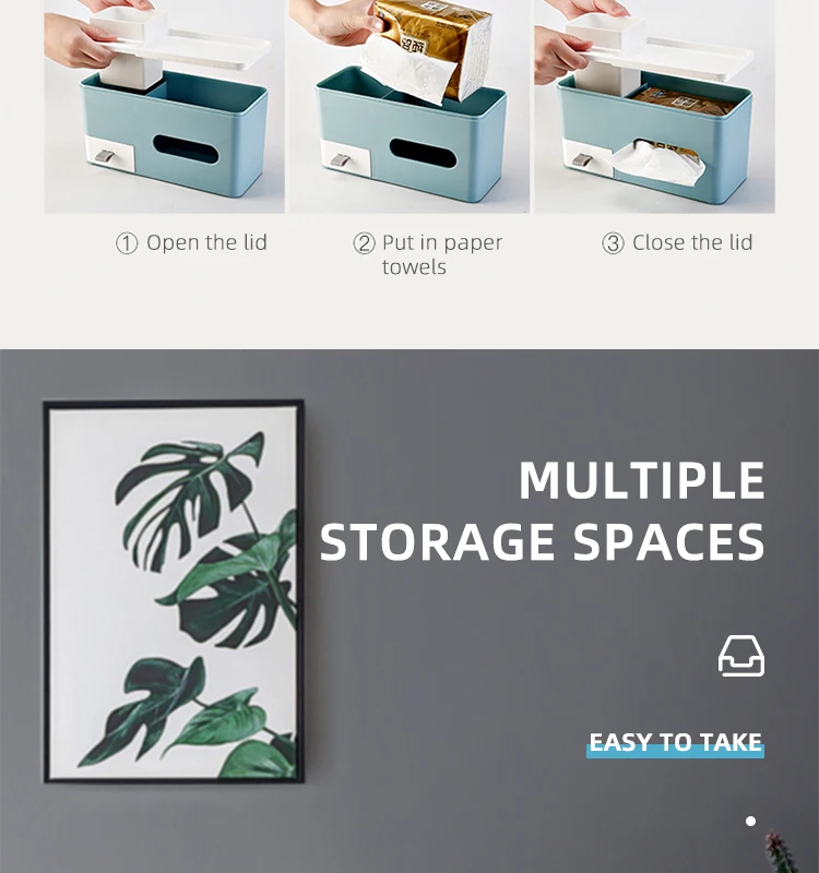 Multi-functional table top tissue box desktop storage box organizer mobile phone  remote control holder