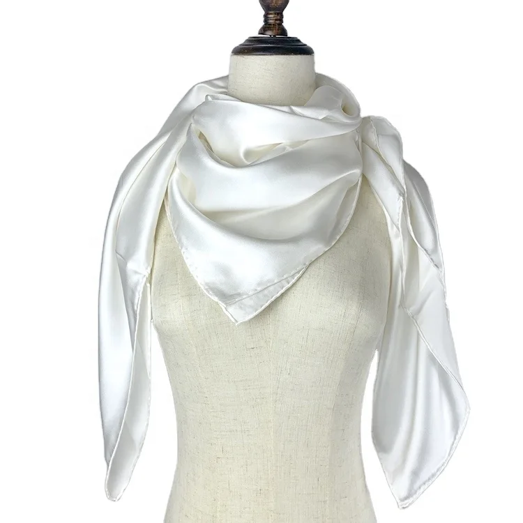 White Silk Satin Scarf Wholesale 100% Pure Silk Plain White Silk Scarf ...