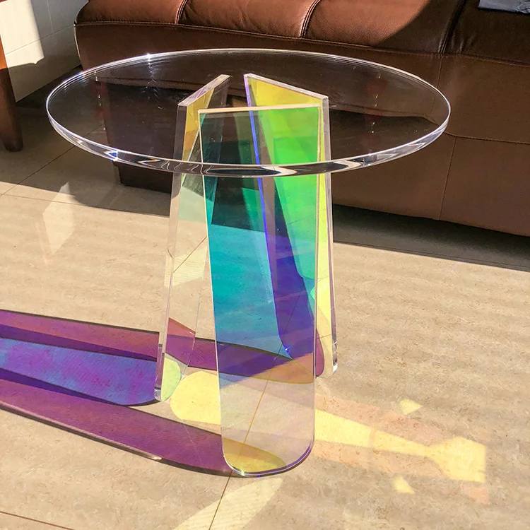 Modern Round Rainbow Coffee Table Living Room Acrylic Colorful Smart Coffee Table For Home Decor