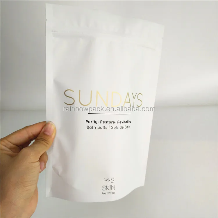 Custom Printed Matte Bath Salts Packaging Bags Body Scrub Bags High