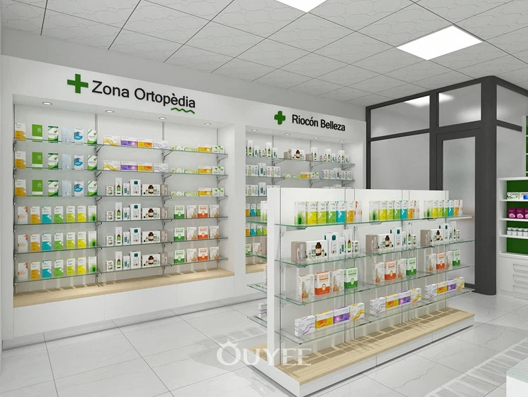 Customized New Medical Store Pharmacy Counter Display Furniture Design