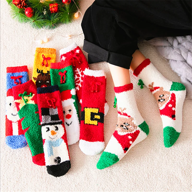 Women's Fuzzy Christmas Socks Soft Plush Home Slipper Socks Microfiber ...