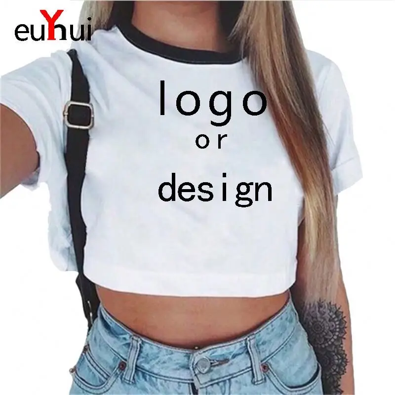 
Yuehui 2020 custom logo Navel sexy women T shirt 