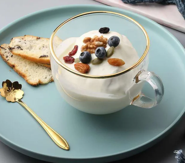 16oz transparent wide mouth breakfast milk glass mug oats snack cup