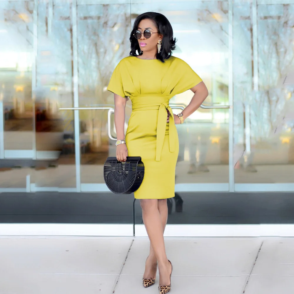 2020 Wholesale 5 Colors Bodycon Dress Long For Office Ladies