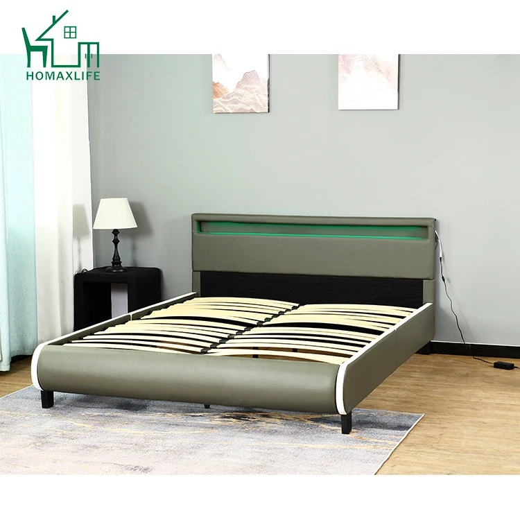 Free Sample Platform White Bedroom Set Leather Bed