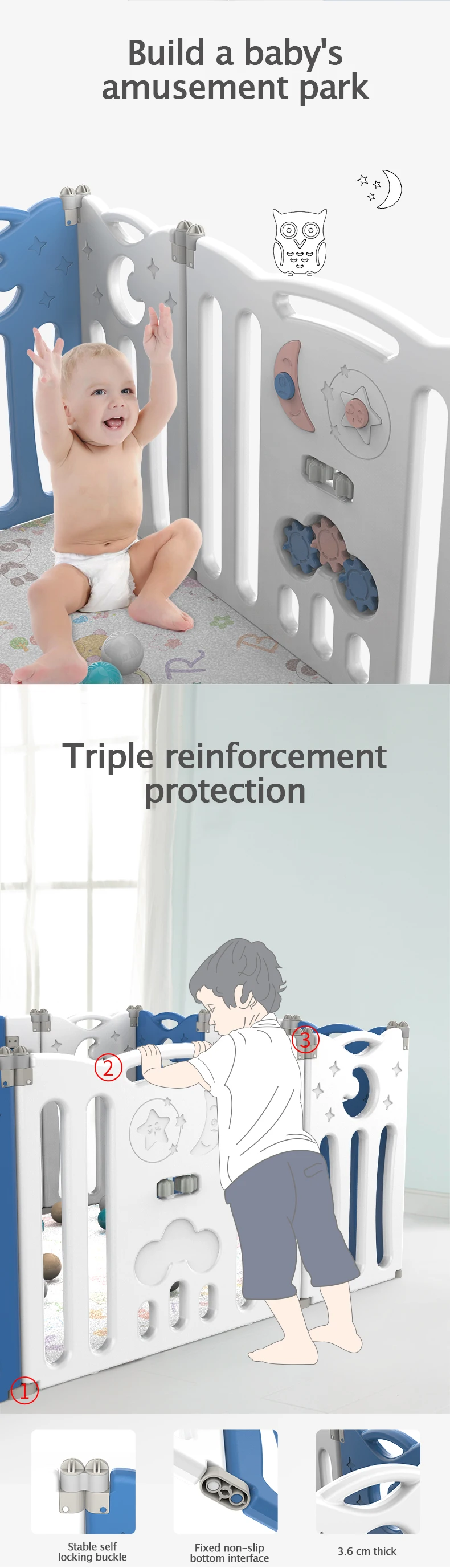 Feelkids Hot Selling High Quality Custom Easy Fold Plastic Children Large Playground Playpen for Babies Bedroom Living Room manufacture