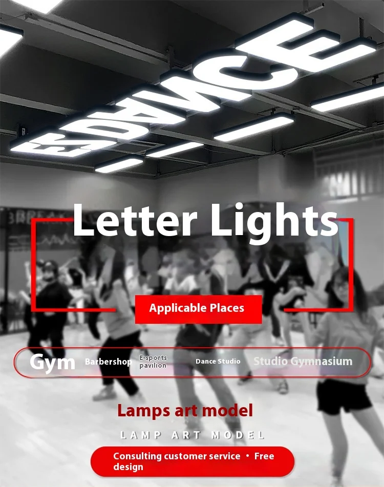 product modern style creative letter shape led digital lamp customized ceiling chandelier for stage dance room-0