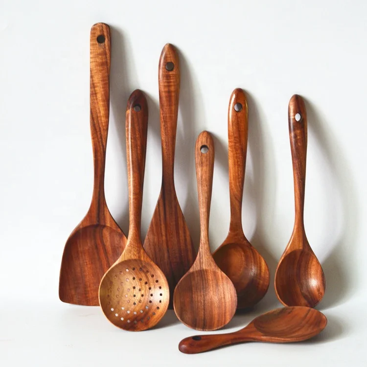 natural teak wood utensils