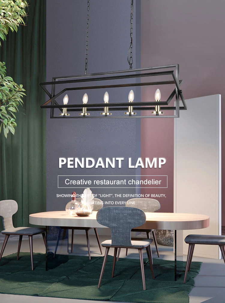 Vintage European design cafe dining room black decoration antique brass led chandelier