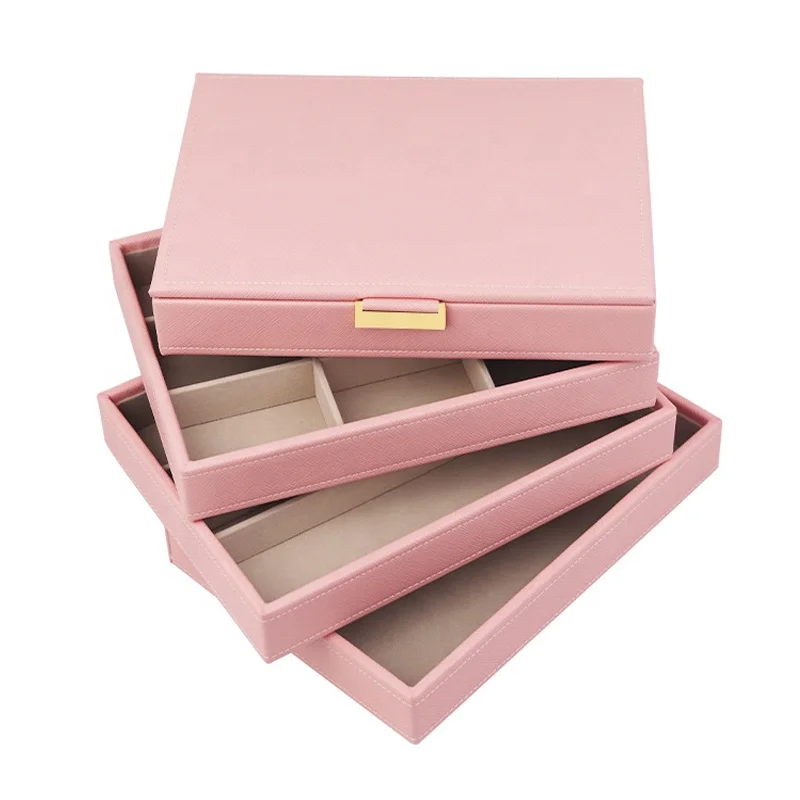Popular light color stacker style pu leather jewelry storage box-5.jpg