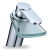 CUPC best seller low lead deck mounted single lever brass chrome led glass waterfall wash basin mixer tap faucet