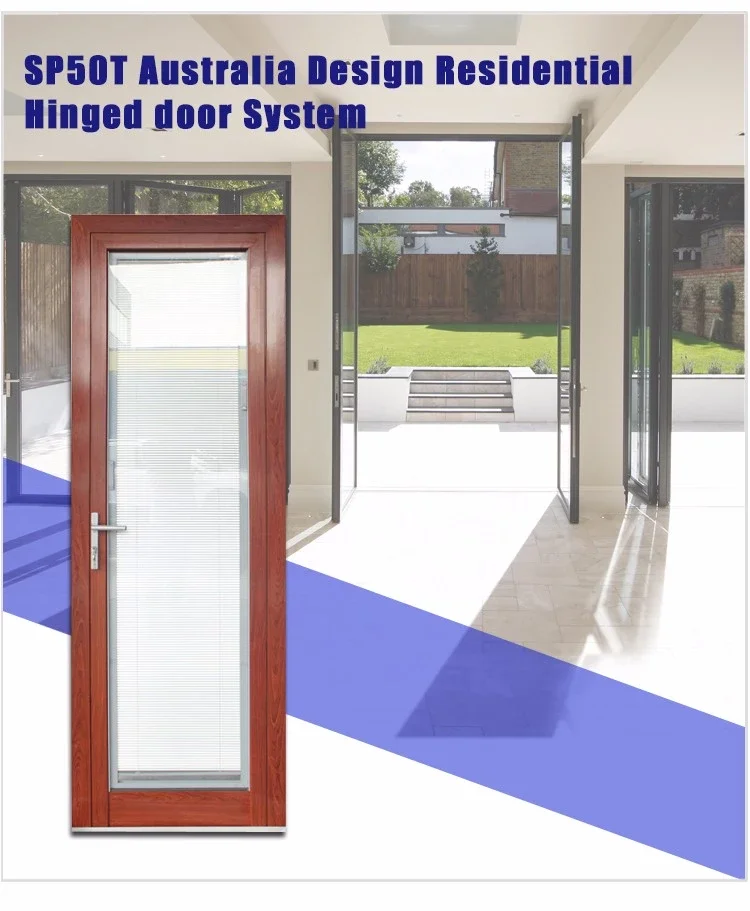 AS2047 NFRC AAMA NAFS NOA standard commercial double glass industrial french doors with aluminum panel