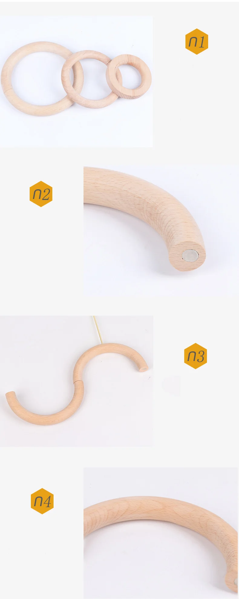 Custom Logo Beech Wood Smooth Surface Round Wooden Rings for Carft