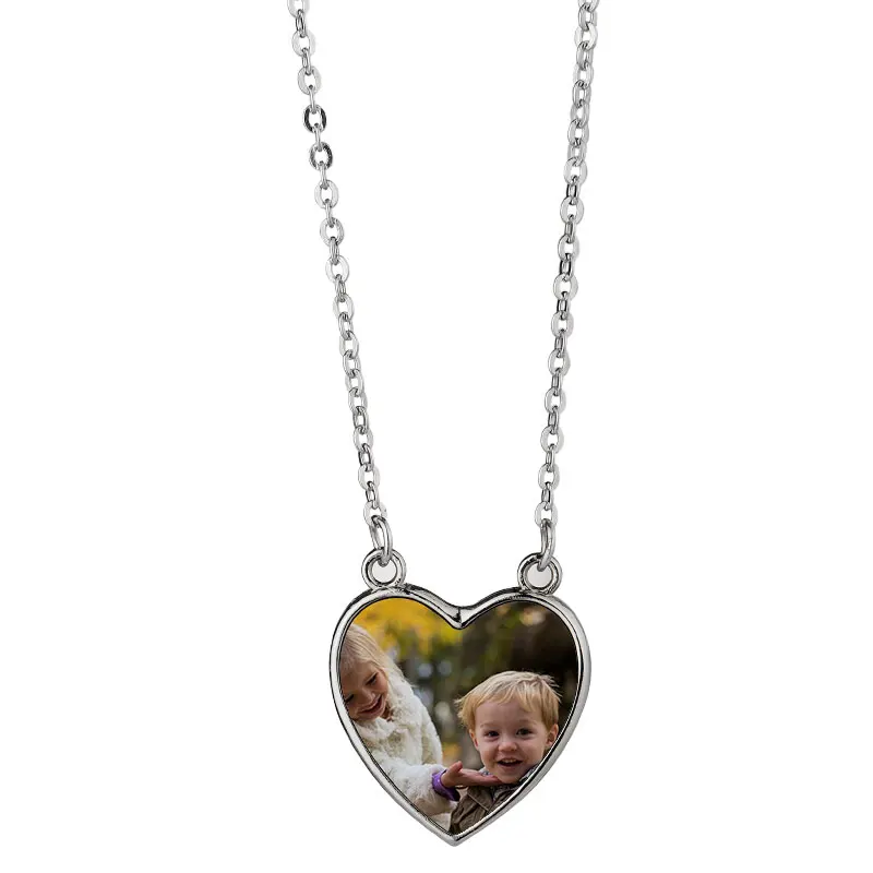 

Personarity Gifts Necklace Jewelry Heart Shape Blank Sublimation Metal Necklace, White
