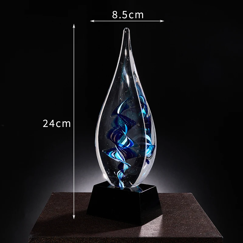 crystal crafts coloured glaze glass trophy award custom k9 business trophy awards sports trophies awards with gift box-37