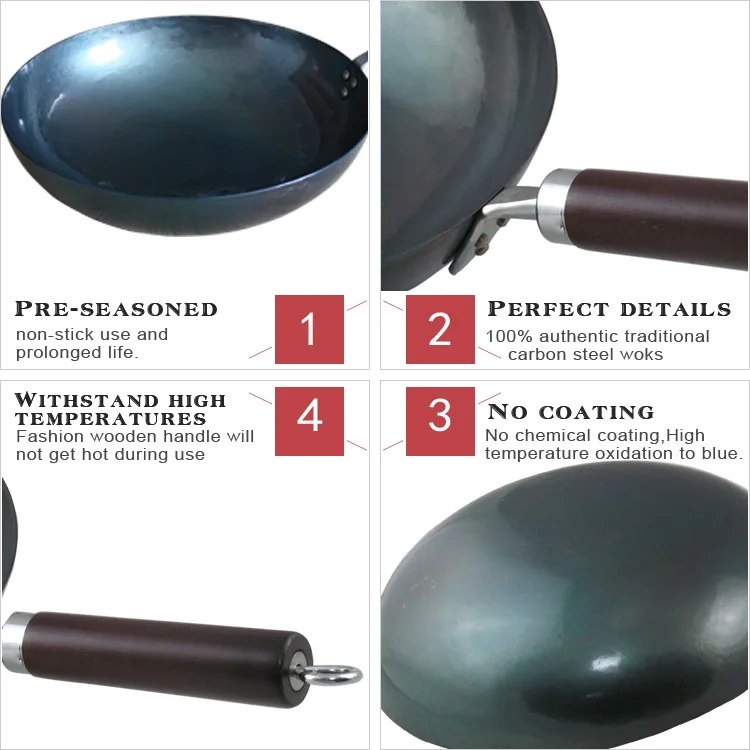 High Temperature Oxidation No Chemical Coating Wooden Handle Chinese