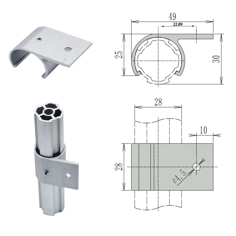 product d28 table plate fixing buckle fixing jackscrews third generation aluminum alloy grade 1000 series lean pipeline rod panel fixing-14