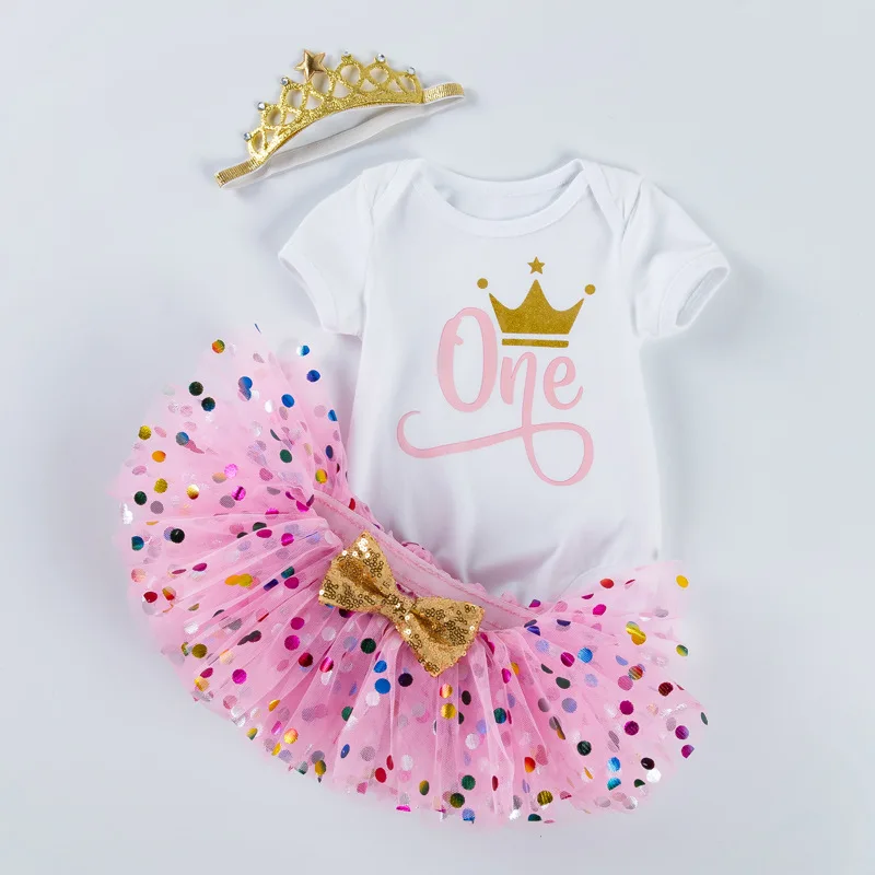 Toddler Girls 3pcs Tutu Suit Sets Newborn Baby Birthday Party Dress
