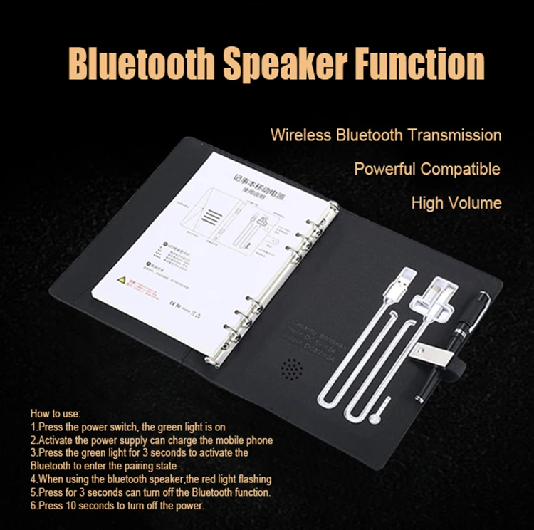 2023 Electronic Diary Smart Wireless Charger Leather Notebook With Power Bank Buy Wireless