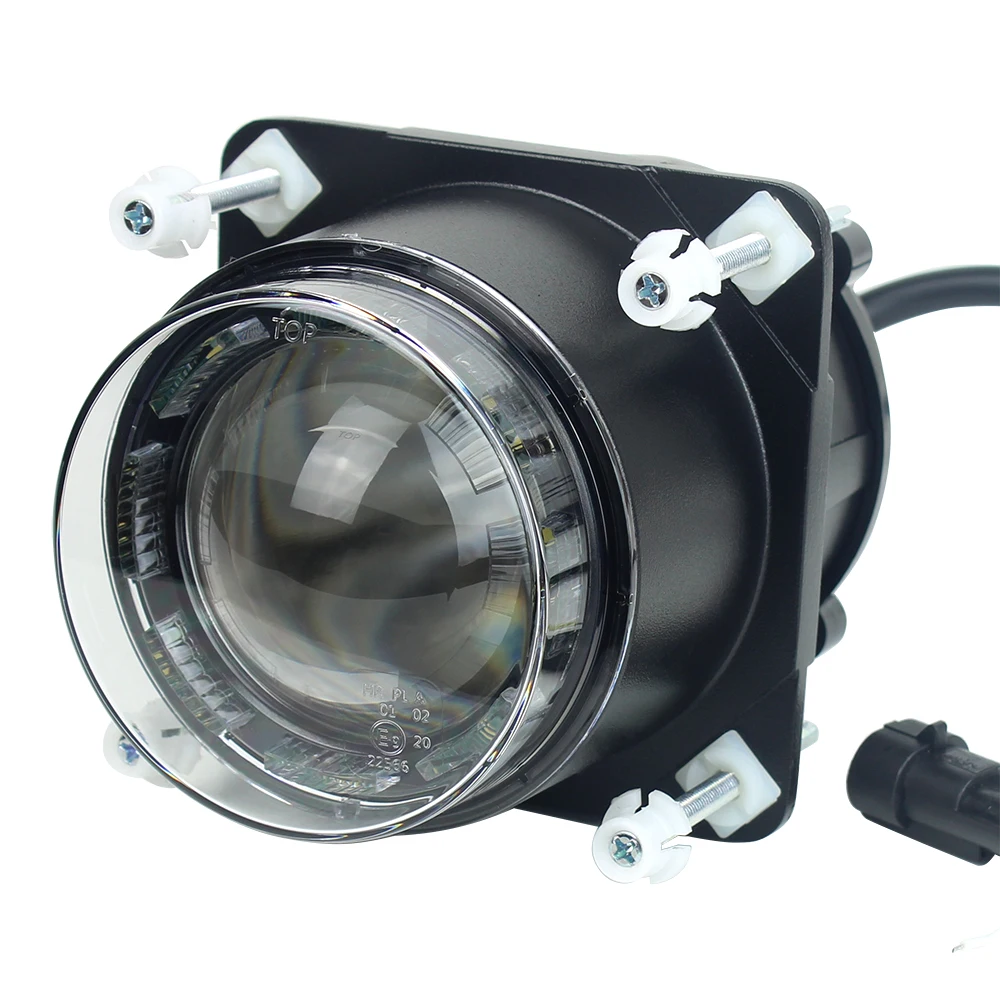 Black LED Headlight 90mm Front Bus Headlamp High Beam LED Projector 12V Headlights with Position Lights For Motorcycle Car Bus