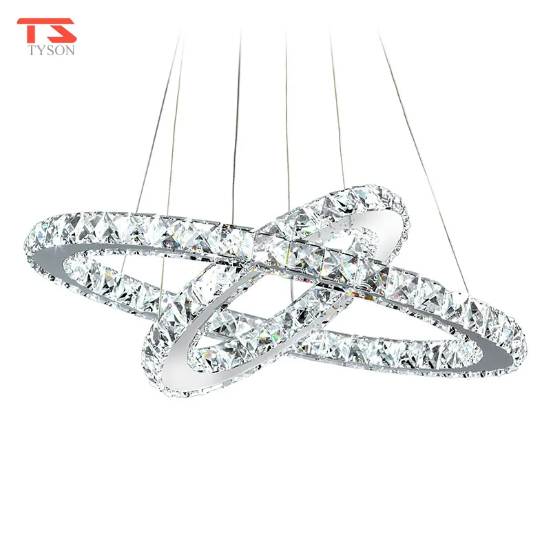 Exquisite Oval Double Ring LED Crystal Chandelier Dining Room Chandelier Export Grade Crystal Dining Chandelier