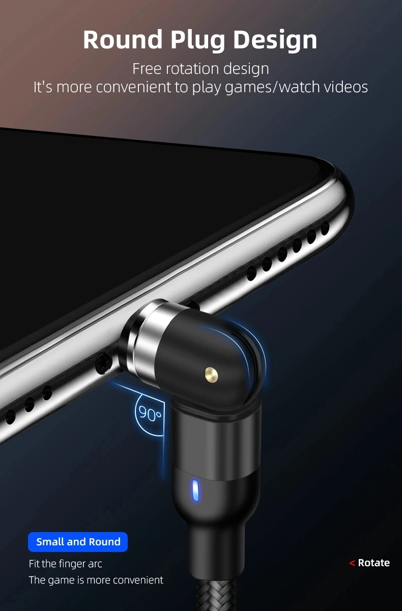 Magnetic Data Cable 360 180 Degree 3 In 1 Magnetic Fast Charging Type C Micro Magnet Usb Cable For Iphone Usb Charger - ANKUX.COM