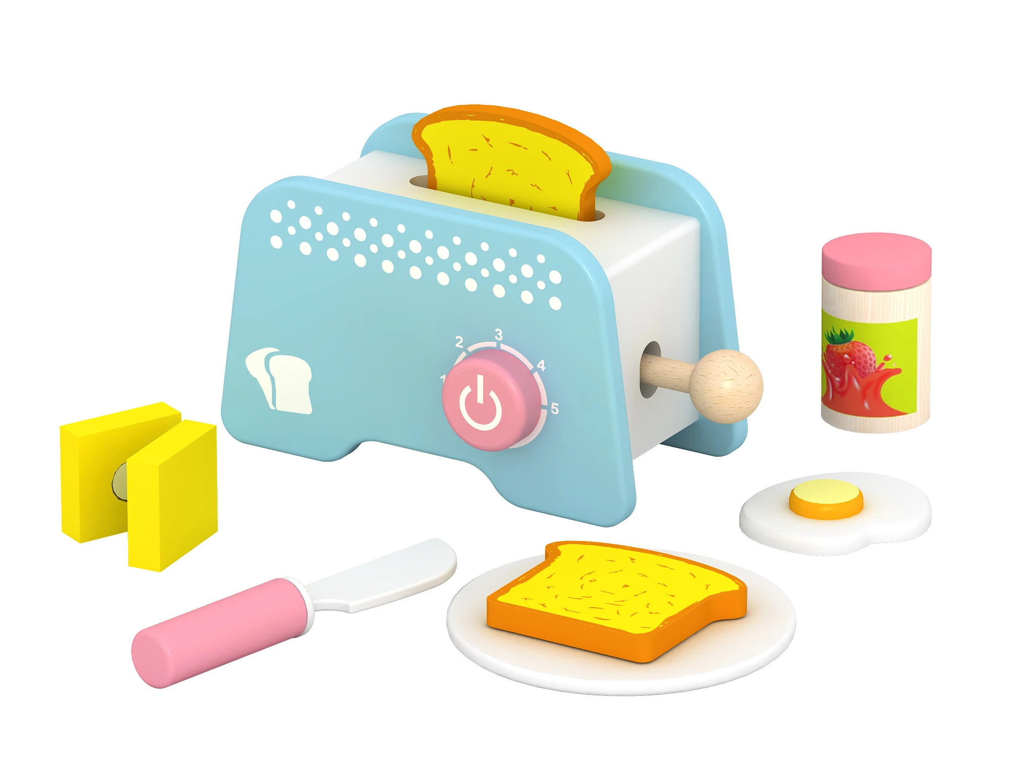 2020新设计假装游戏套装蓝色咖啡机玩具木制儿童