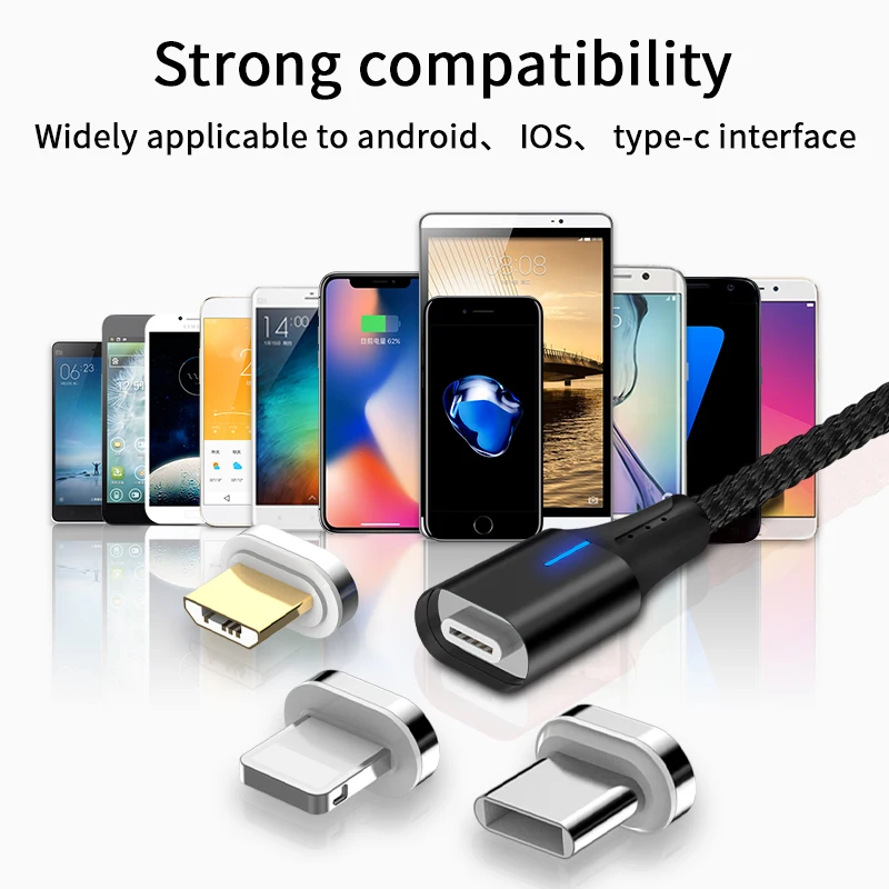 Wholesale 3 in 1 Micro USB Cable 3A Type C Fast Cable Magnetic Charging Cable for iPhone Charger Data Line - ANKUX.COM