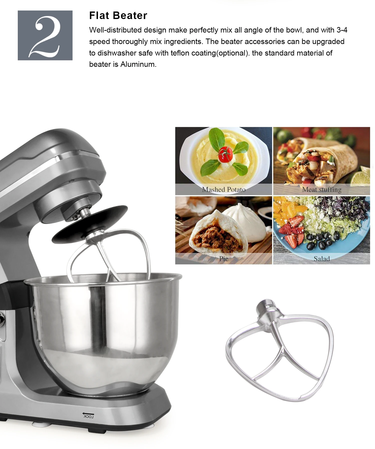 CE RoHS GS Approved Professional 1000W 5L kneading machine