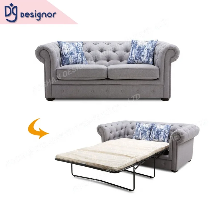 Dg Made In China Linen Fabric Studded Chesterfield Sleeper Sofa Dg Made In China Linen Fabric Studded