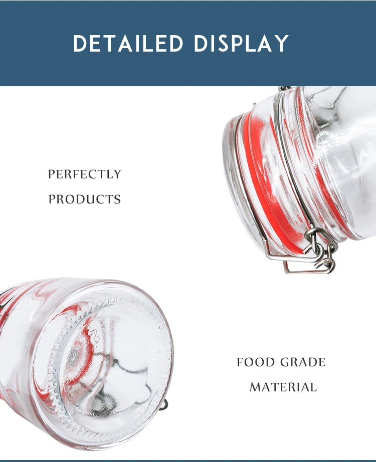 100ml Airtight Glass Jars Food / Glass Jar With Sealing Clip Top Lid