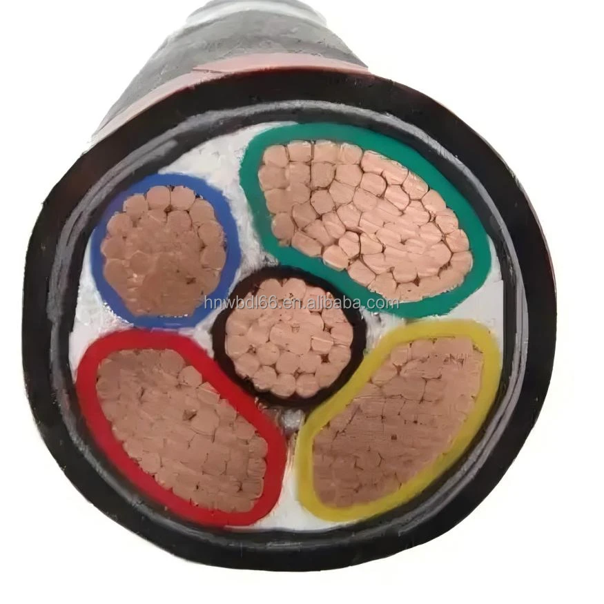 Close-up of 4-core cable end showing clean termination with ferrules and proper lug crimping