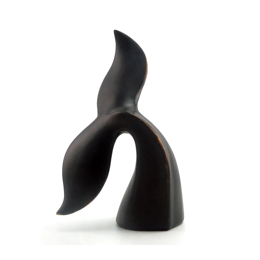 Nordic black resin ocean animal decoration whale tail statue indoor decoration supplier