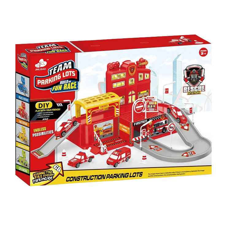 New product DIY car parking system car garage play set fireman parking lots toys